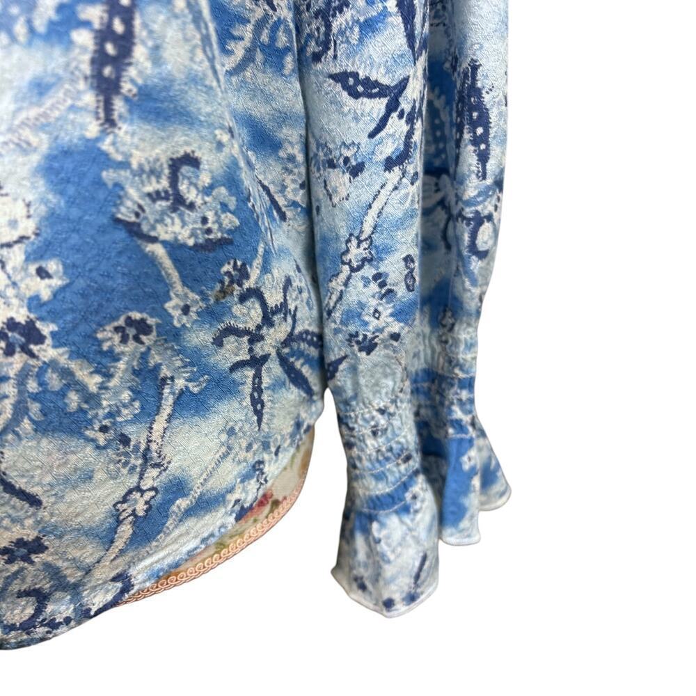 Berenice Paris Carlie Blue Floral Top Long Sleeve Ruffle Blouse size FR 34 US XS - Picture 10 of 11